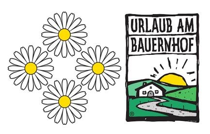 4 Blumen Auszeichnung, © grasberger Logo von 'Urlaub am Bauernhof' mit vier Blumen als Auszeichnung.