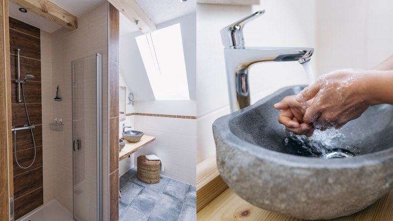 Vacation apartment bathroom, © Biobauernhof Orth, Photo: Martin Erd Vacation apartment bathroom, © Biobauernhof Orth, Photo: Martin Erd