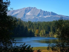 Erlauf reservoir with a view of the &Ouml;tscher, &copy; Unknown